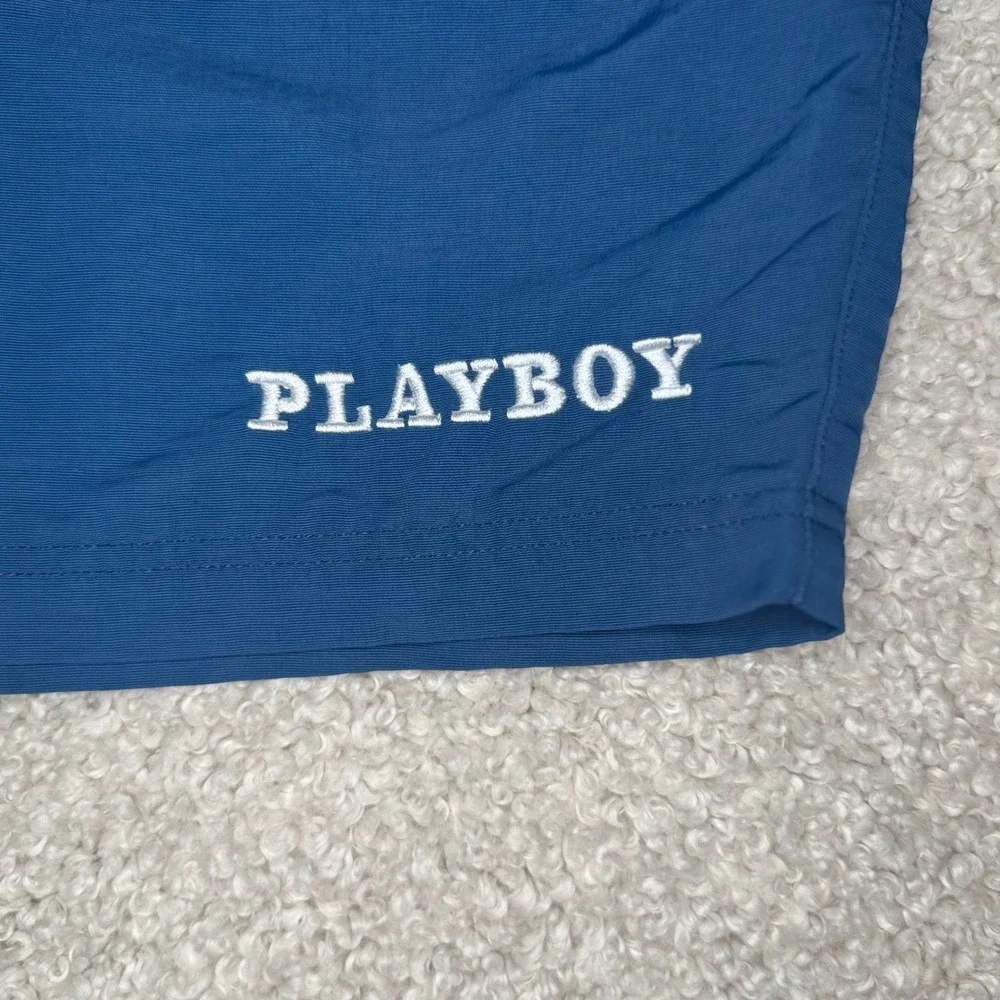 Playboy‎ x PacSun Men's L Blue Swim Trunks Mesh Lined Shorts Embroidered Logo